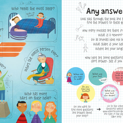 A patra pagina a cartii Questions and Answers about your Body