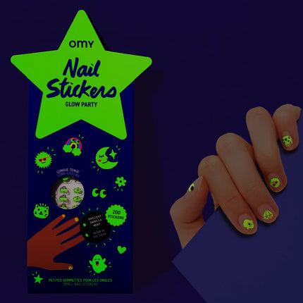 OMY glow party nail stickers pack miniLama
