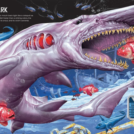 build your own sharks sticker book - sectiune din interiorul cartii cu monstri marini cu stickerele lipite - miniLama
