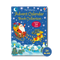 Advent calendar book collection with Santa Claus and reindeer on a blue background