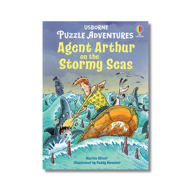 coperta Agent_Arthur_on_the_Stormy_Seas cu un tanar baiat intr-o barca luptandu-se cu rechinii