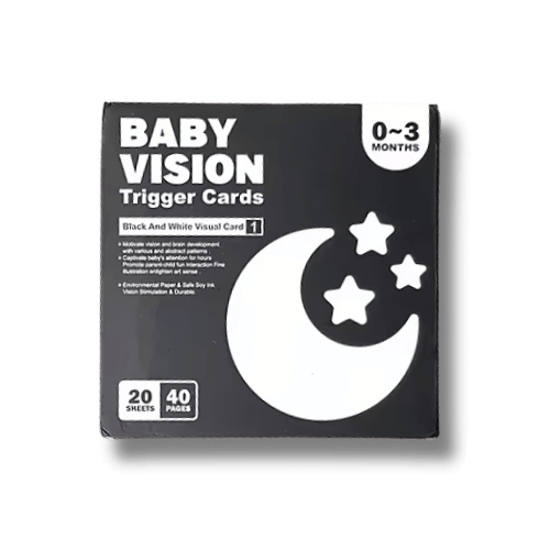 cutie cu carduri cognitive alb negru pentru bebelusi cu diverse modele