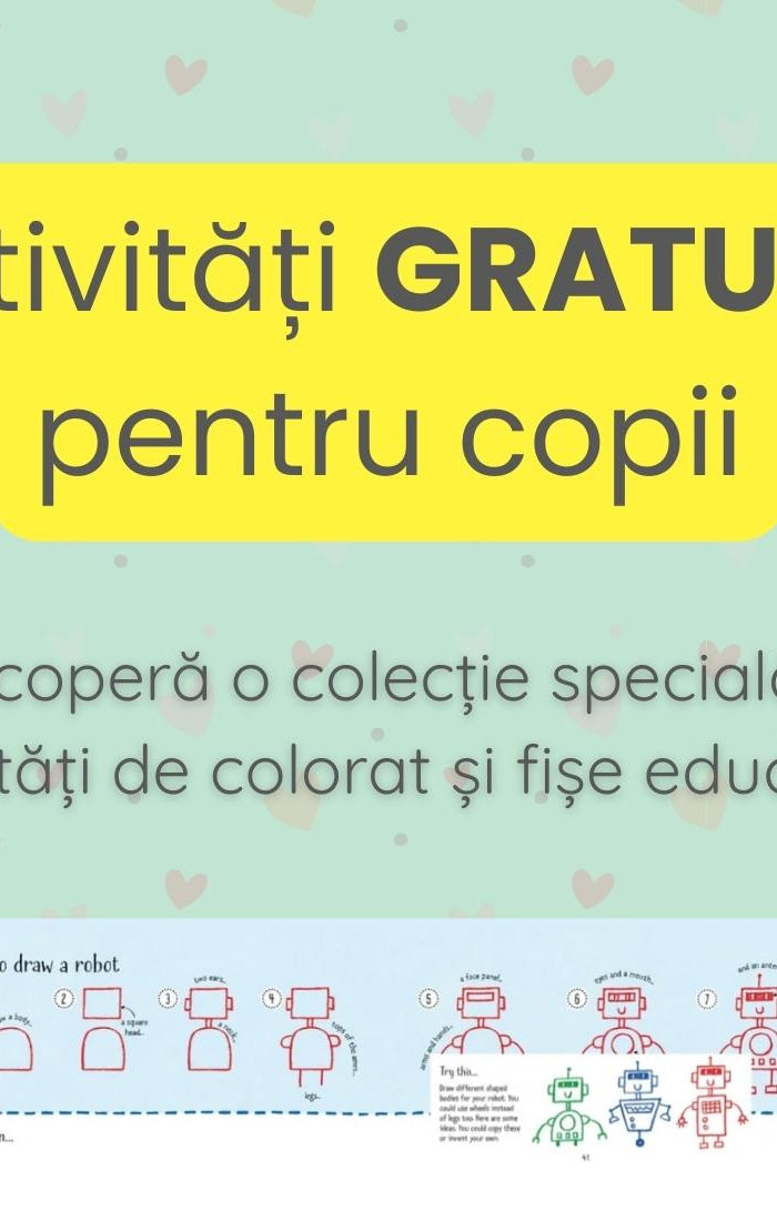 fise de colorat si educative pe un fundal verde pastel