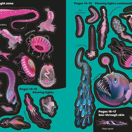 A cincea pagina a cartii Big Sticker Book Weird Deep Sea Creatures