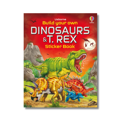 coperta cartii cu stickere build your own dinosaurs and t. rex