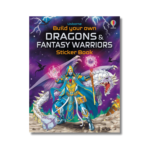 dragoni si luptator mistic pe un fundal violet