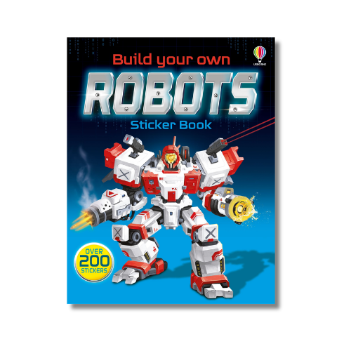 carte cu stickere cu roboti ilustrati pentru copii