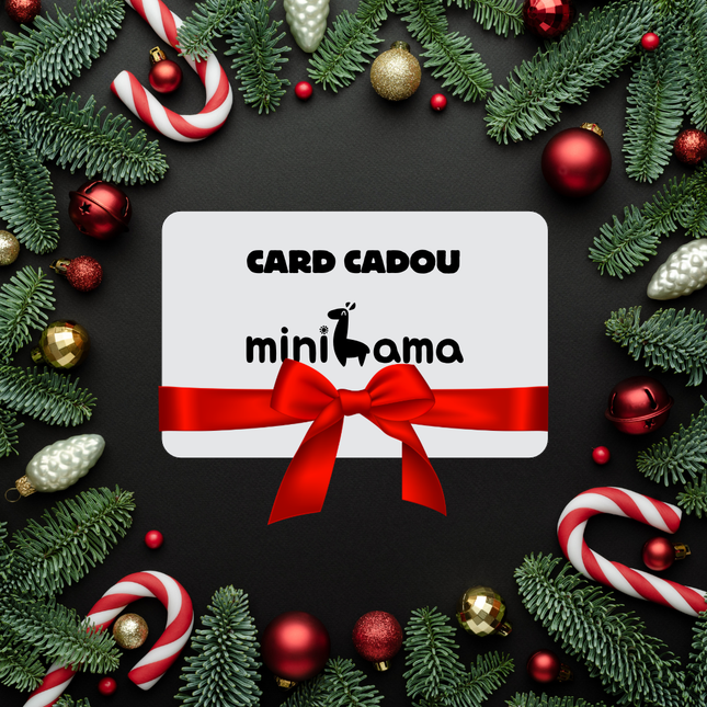 card cadou miniLama cu ornamente de craciun si logo