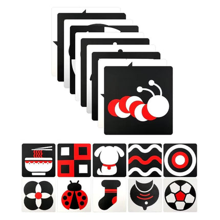 carduri cognitive rosu alb si negru pentru bebelusi - miniLama