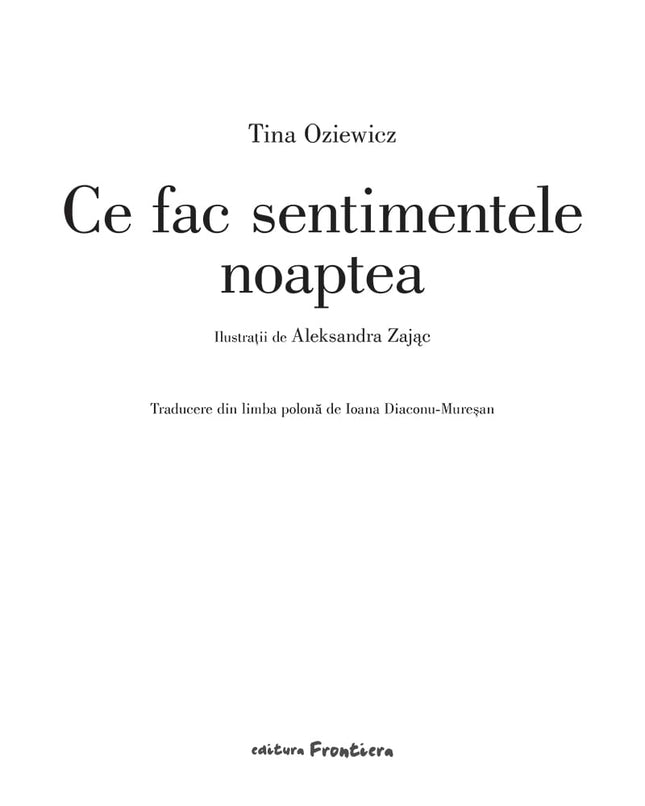 Prima pagina a cartii Ce fac sentimentele noaptea