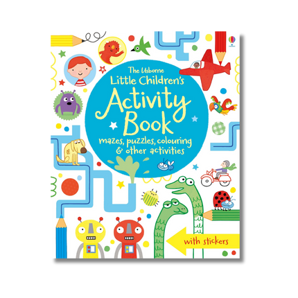 Children's activity book cover with colorful illustrations and text