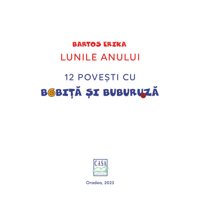 Prima pagina a cartii Lunile anului - 12 povești cu Bobiță și Buburuză