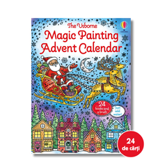 Usborne Magic Painting Advent Calendar with Santa Claus and reindeer on a blue background