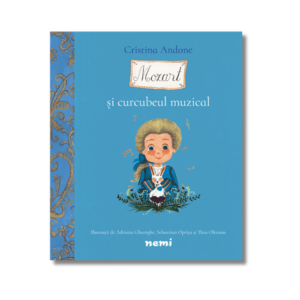 coperta cu mozart pe un fundal albastru