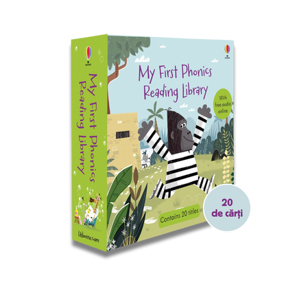 Children's book series box set titled 'My First Phonics Reading Library' on a white background
