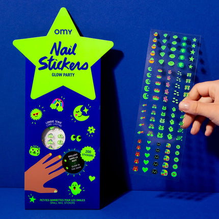 OMY glow party nail stickers pack miniLama