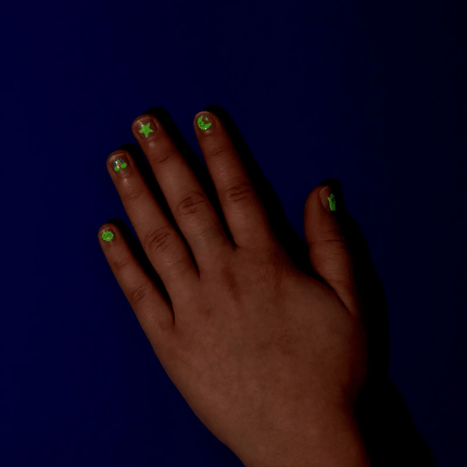 OMY glow party nail stickers pack glowing with and without light - miniLama