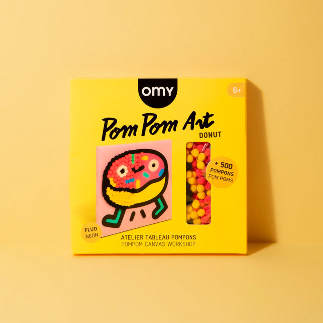 pompom art board kit OMY cu un tablou in forma de gogoasa colorat cu pompoane - miniLama