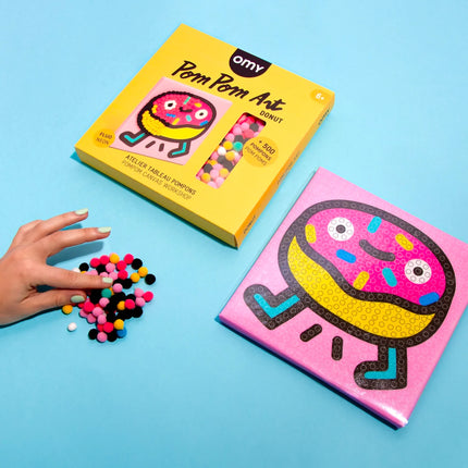 pompom art donut board kit creativ cu pompoane colorate - miniLama