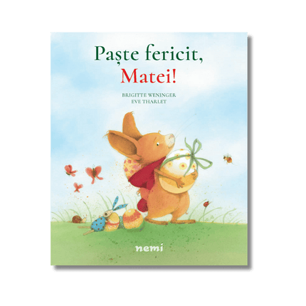 coperta cu iepurasul matei carand niste oua mari de paste