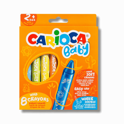 Cutia setului de 8 creioane cerate CARIOCA Baby