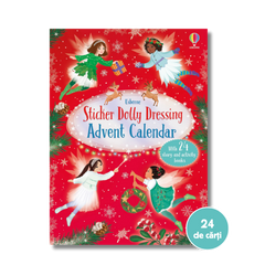 Sticker Dolly Dressing Advent Calendar with Christmas-themed design on a red background