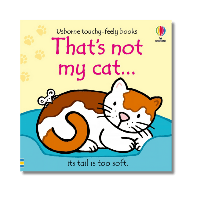 pisica ilustrata pe un pat albastru