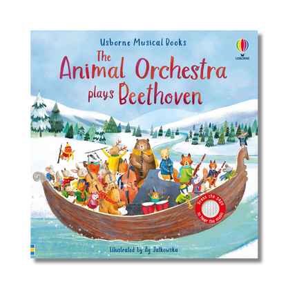 Coperta cu o barca plina cu animale care canta la diverse instrumente