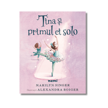 coperta cu tina balerina si fratele ei pe un fundal roz