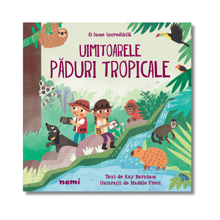 coperta cu exploratori si animale in jungla