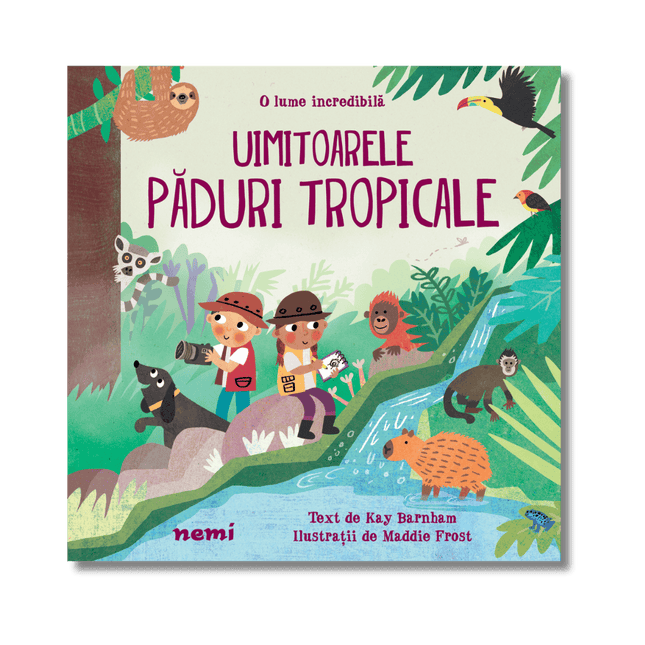 coperta cu exploratori si animale in jungla