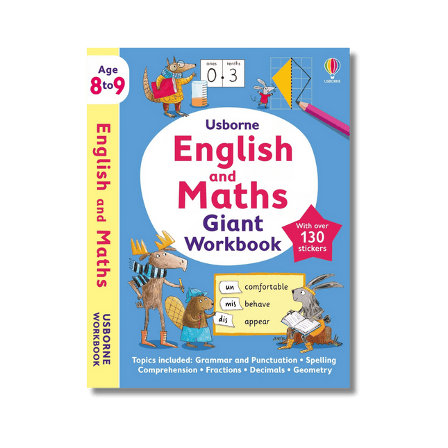 ilustratie cu animale invatand matematica si engleza - 8-9 ani