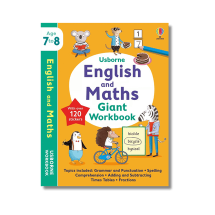 ilustratie cu animale invatand matematica si engleza - 7-8 ani