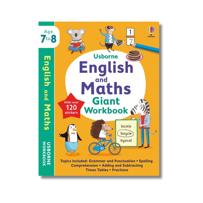 ilustratie cu animale invatand matematica si engleza - 7-8 ani