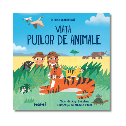 coperta cu exploratorii si animalele din safari