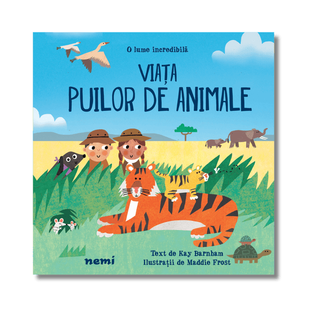 coperta cu exploratorii si animalele din safari