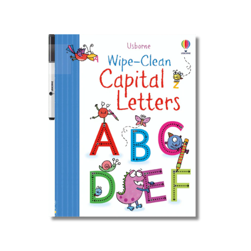 carte de activitati wipe clean cu litere de tipar ilustrate pentru copii
