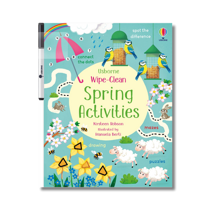 coperta Wipe-Clean_Spring_Activities cu oi, pasari si flori