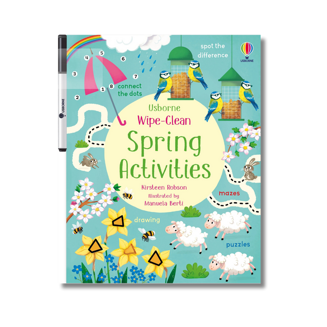 coperta Wipe-Clean_Spring_Activities cu oi, pasari si flori
