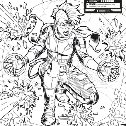 Prima pagina a cartii Colour Your Own Superheroes