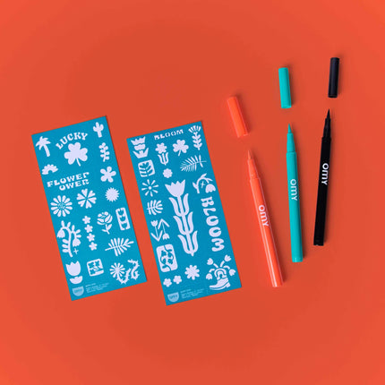 continut pachet kit creativ tatuaje temporare OMY tattoo art - Flower Power - miniLama