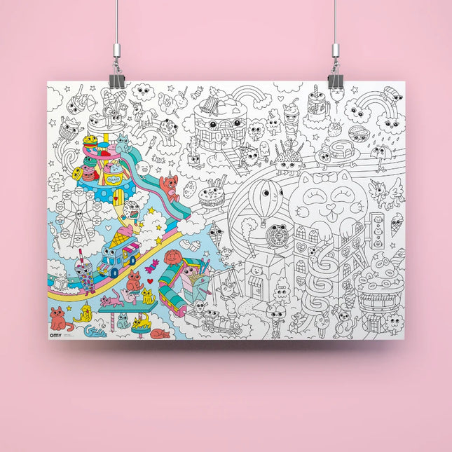 poster de colorat gigant OMY Kawaii, desfacut - miniLama