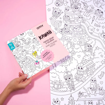 reprezentare dimensiuni reale poster de colorat gigant OMY Kawaii - miniLama