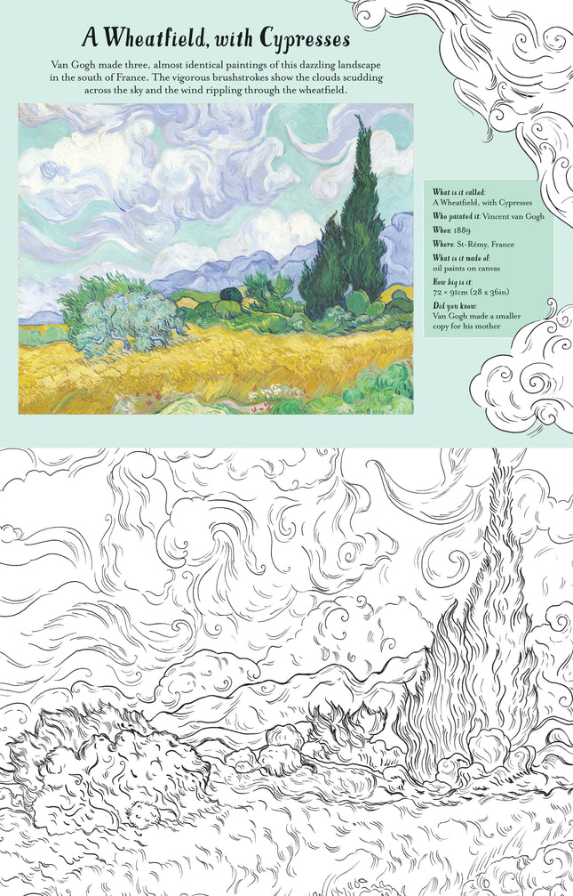 Prima pagina cartii Famous Art to Colour