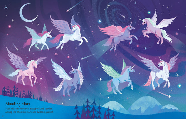 A doua pagina a cartii First Sticker Book Unicorns