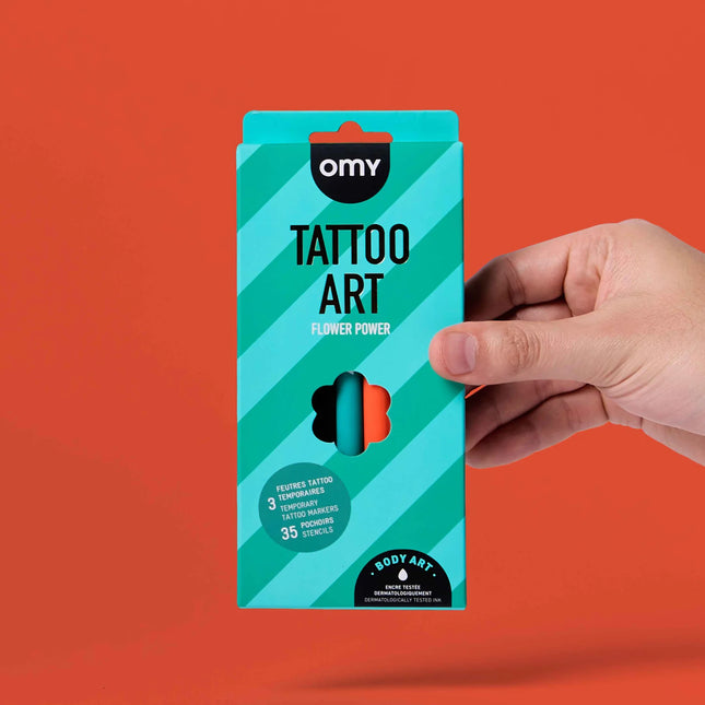 kit creativ tatuaje temporare OMY tattoo art - Flower Power - miniLama