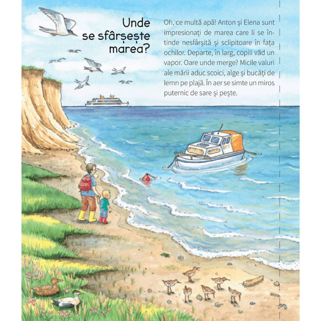 Prima pagina a cartii cu clapete La mare De ce? De ce? De ce?
