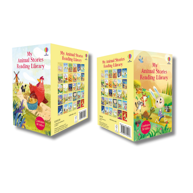 Two boxes of 'My Animal Stories Reading Library' on a white background