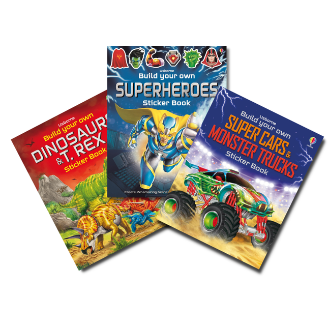 Pachet cadou cărți Usborne cu stickere 5-7 ani (3 cărți)