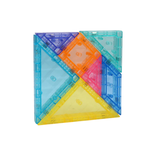 patrat format din tangram cu piese magnetice colorate